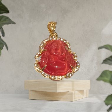 Pendentif œil de chat rouge/doré