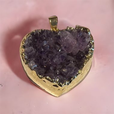Pendentif druse de Améthyste doré